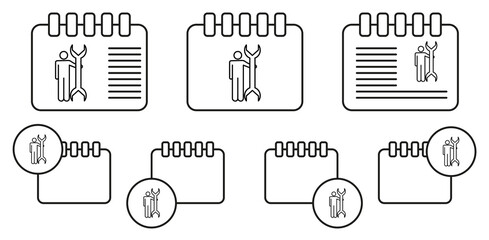 Construction, engineer vector icon in calender set illustration for ui and ux, website or mobile application