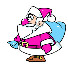 Santa Claus bag gifts character minimalism christmas postcard illustration cartoon