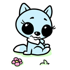 Little cat big eyes character minimalism illustration cartoon