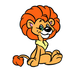 Little lion sitting character animal illustration cartoon