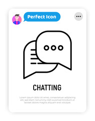 Chat thin line icon: two speech bubbles. Modern vector illustration, logo for messenger.