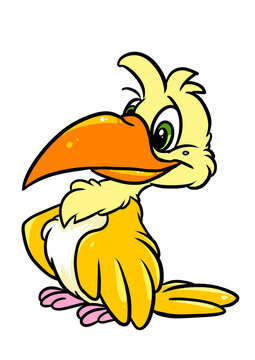 Kind yellow bird smile character illustration cartoon