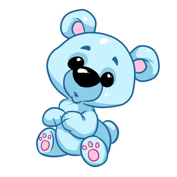 Little blue teddy bear boy character postcard illustration cartoon