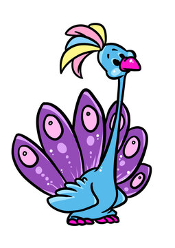 Little bird peacock character illustration cartoon