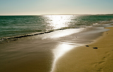 Postkarten Landschaft  Landschaft Algarve  Portugal Strand Meer Ozean Wellen Wasser Küste Ufer Seestück Sand  Natur