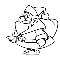 Santa Claus bag gifts character minimalism christmas postcard illustration cartoon coloring