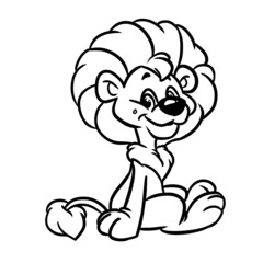 Little lion sitting character animal illustration cartoon coloring
