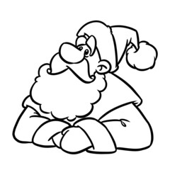 Santa Claus portrait minimalism christmas postcard illustration cartoon coloring