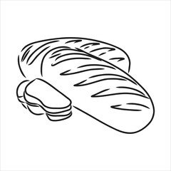 Loaf of bread. Vector black hand drawn vintage engraving illustration for poster, label and menu bakery shop. Isolated on the white background.