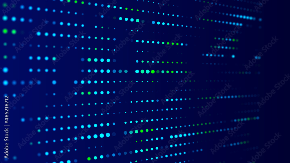 Poster digital background with movement of glowing particles. complex technologies of big data. 3d renderin