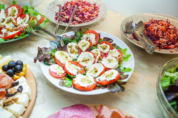 Tasty Snacks. Catering Food Event Table. Delicious Appetizer In Restaurant