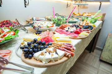 Tasty Snacks. Catering Food Event Table. Delicious Appetizer In Restaurant
