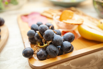 Fruit serving on catering event table at restaurant.