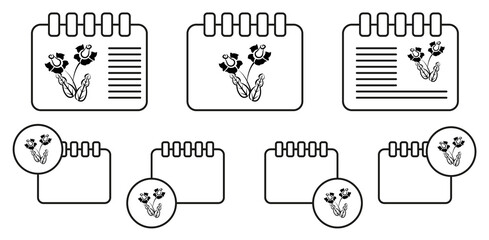 Decorative flowers, hand draw vector icon in calender set illustration for ui and ux, website or mobile application