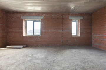interior of the apartment without decoration in gray colors