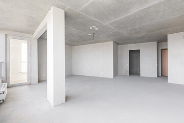 interior of the apartment without decoration in gray colors