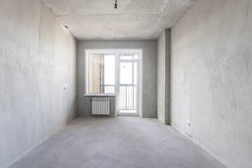 interior of the apartment without decoration in gray colors