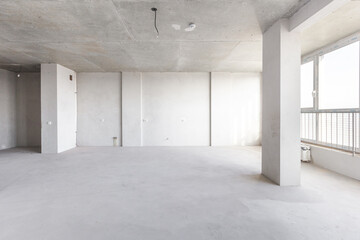 interior of the apartment without decoration in gray colors
