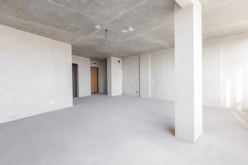 interior of the apartment without decoration in gray colors