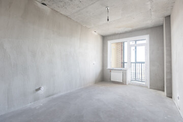 interior of the apartment without decoration in gray colors