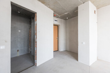 interior of the apartment without decoration in gray colors