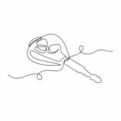 Vector continuous one single line drawing icon of car key in silhouette on a white background. Linear stylized.