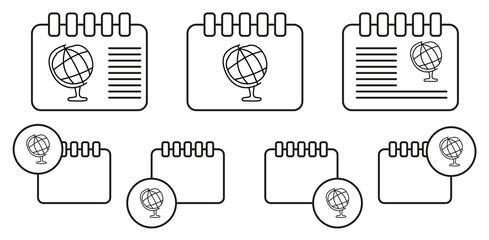 Globe sketch vector icon in calender set illustration for ui and ux, website or mobile application