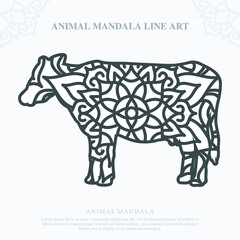 Animal Mandala. Vintage decorative elements. Oriental pattern, vector illustration.