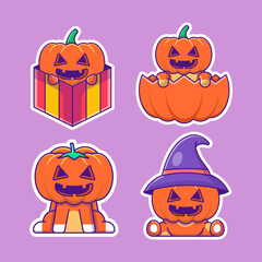 Cute Pumpkin Cartoon stickers pack happy halloween
