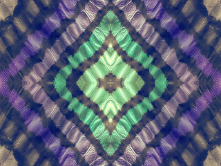 Seamless Ikat Print. Colored Shibori Mandala.