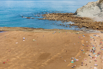 Panoramic view of Zumaia beach, Basque Country, Spain