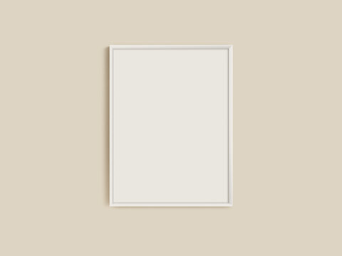 White Frame Mockup on Clean Wall Poster Wall Art Mock up