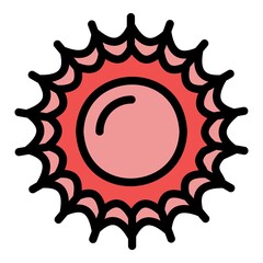 Beach sun icon. Outline beach sun vector icon color flat isolated