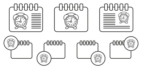 Alarm clock sketch vector icon in calender set illustration for ui and ux, website or mobile application