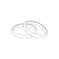 Wedding rings one line, vector drawing