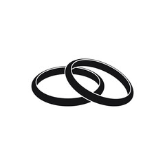 Naklejka premium Wedding rings silhouette, vector drawing