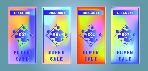 Set of creative social media banners stories for online shopping. Trendy vector sale and discount backgrounds