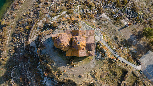 Ayrivank Monastery by Sevan Lake in Armenia, Aerial View