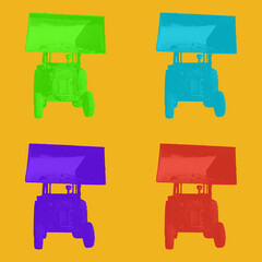 pop art style painting with vintage tractor recalling art paintings