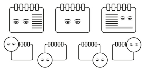 Realistic woman eyes black and white vector icon in calender set illustration for ui and ux, website or mobile application