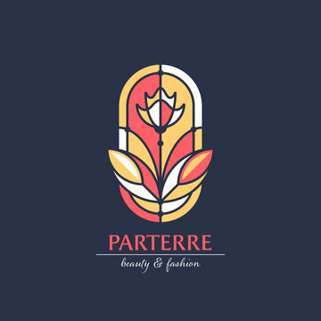 Stained glass floral logo concept