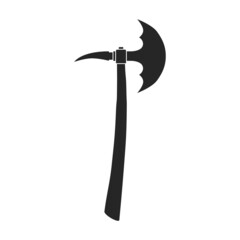 Axe of medieval vector black icon. Vector illustration weapon ancient on white background. Isolated black illustration icon axe of medieval .