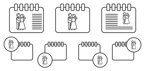 Hug, love, parents vector icon in calender set illustration for ui and ux, website or mobile application