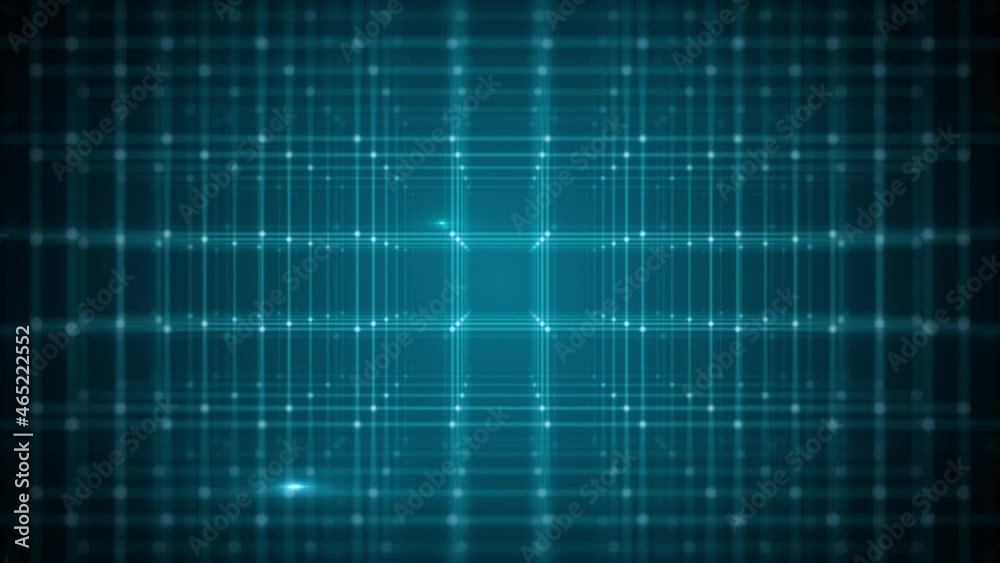 Poster Abstract Technology Background With Grid Data Zooming In Loop/ 4k animation of an abstract minimal technology background with data grid and lines and outlined cube zooming in seamless looping