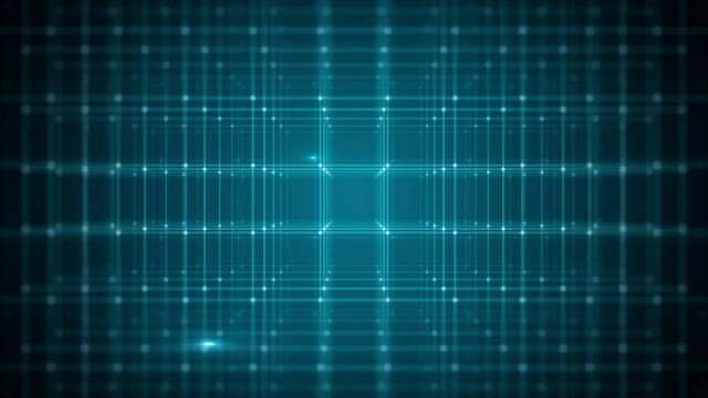 Abstract Technology Background With Grid Data Zooming In Loop/ 4k animation of an abstract minimal technology background with data grid and lines and outlined cube zooming in seamless looping