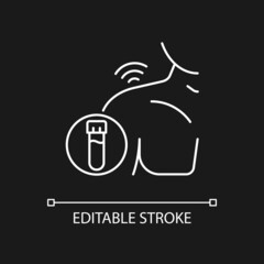 Rheumatism blood tests white linear icon for dark theme. Diagnosing rheumatoid arthritis. Thin line customizable illustration. Isolated vector contour symbol for night mode. Editable stroke