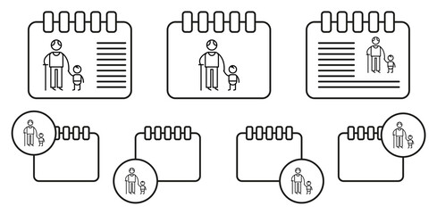 Grandfather, grandson vector icon in calender set illustration for ui and ux, website or mobile application