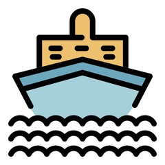 Naval cruise ship icon. Outline naval cruise ship vector icon color flat isolated