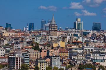 Fototapeta na wymiar View of the European part of the city of Istanbul. Historic Center and Galata Tower
