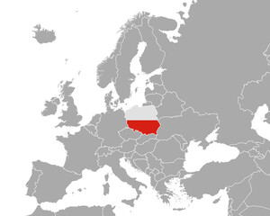 Karte und Fahne von Polen in Europa - obrazy, fototapety, plakaty